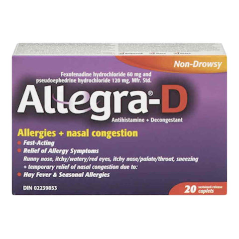 Allegra-D Allergies + Nasal Congestion - 60/120mg/ 30 Caplets