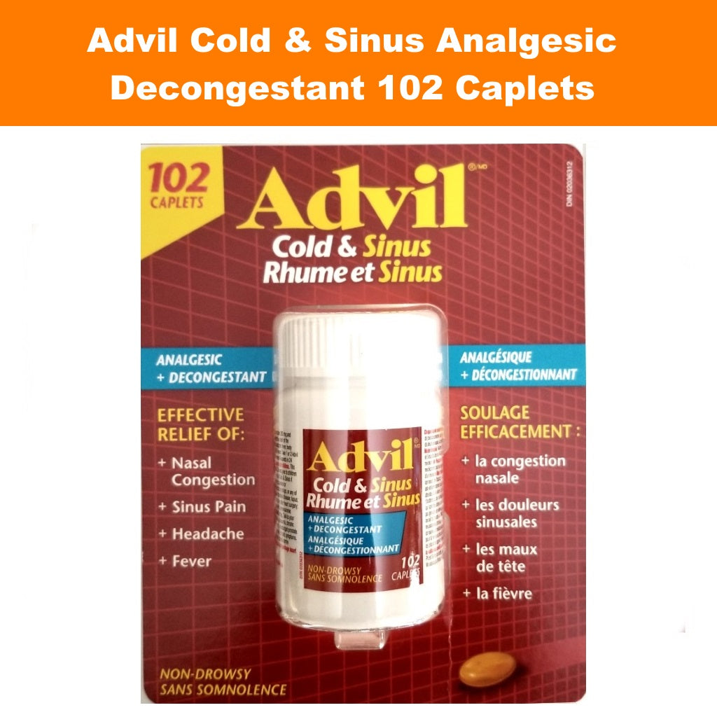 Advil Cold & Sinus Analgesic Decongestant 102 Caplets
