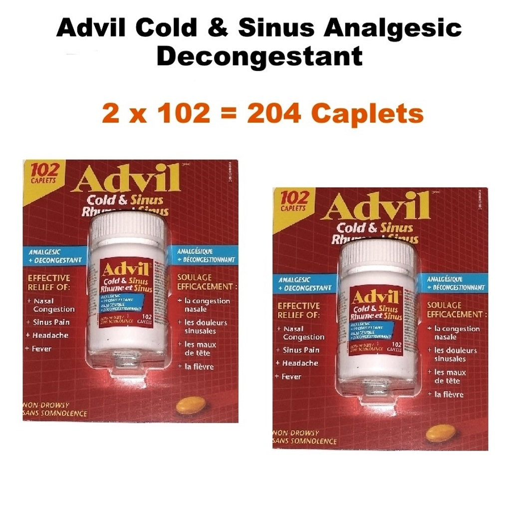 Advil Cold & Sinus Analgesic Decongestant 2 x 102 Caplets
