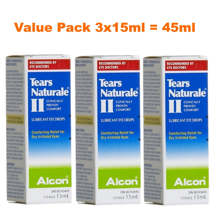 Alcon Tears Naturale II Polyquad Lubricant Eye Drops 3x15ml