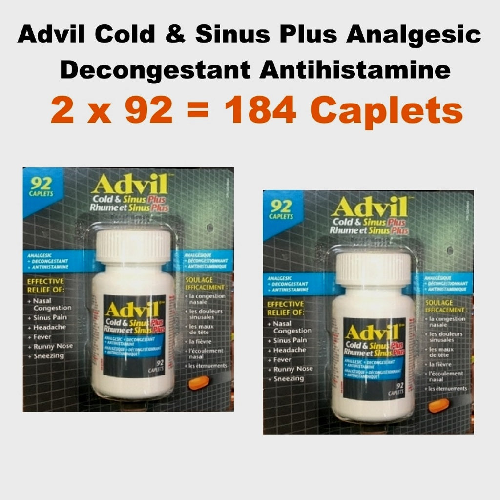 Advil Cold & Sinus Plus Analgesic Decongestant Antihistamine 2x92 Caplets