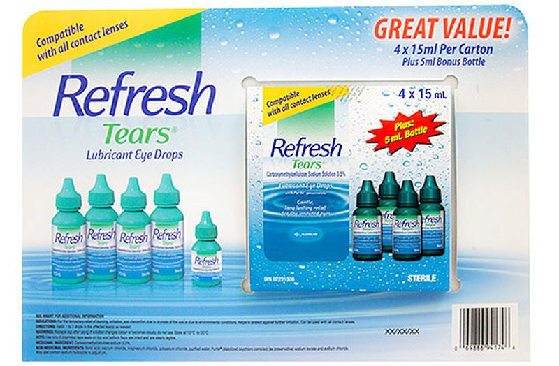 Refresh Tears® Lubricant Eye Drops 5-pack: 4 x 15ml + 1 x 5ml = 65 ml