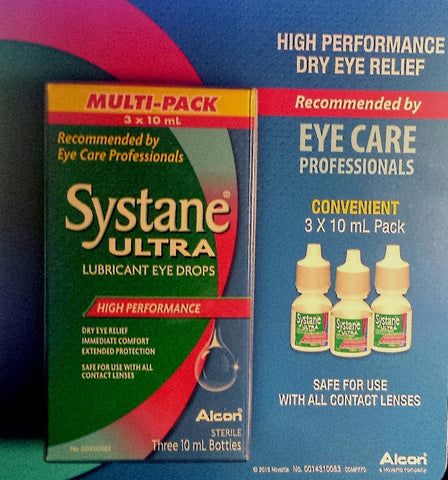 Systane ULTRA Lubricant Eye Drops 3 X 10ml (0.33 FL OZ)-Made in USA